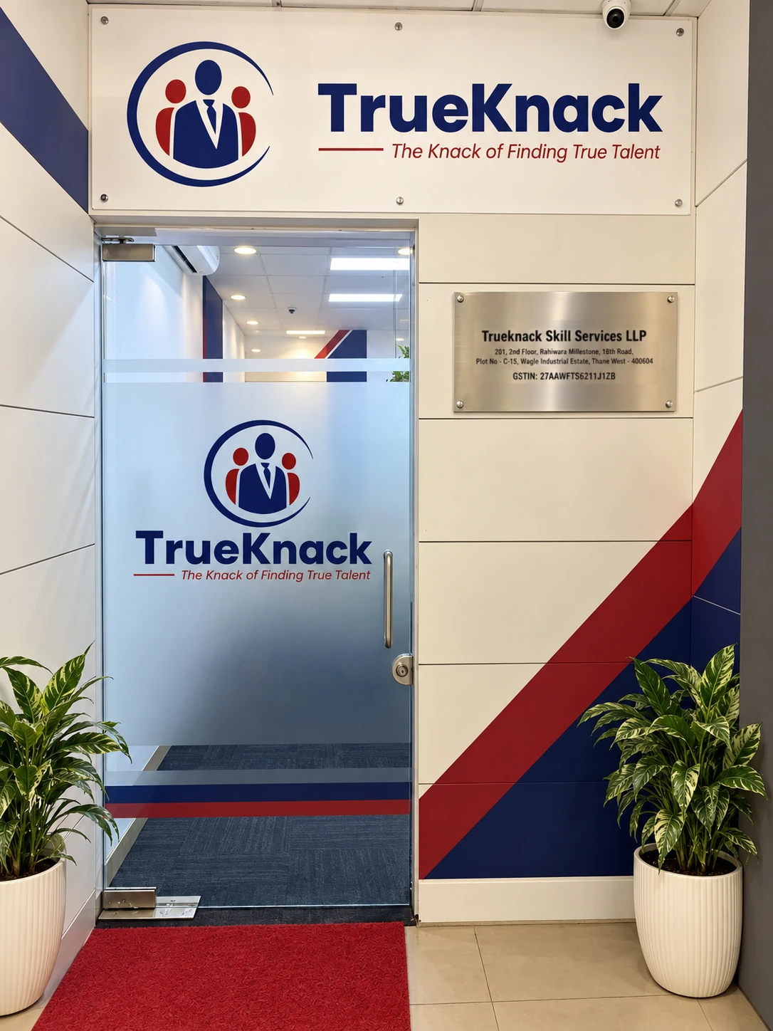 TrueKnack Corporate Headquarters entrance at Bhairaav Milestone, Thane West